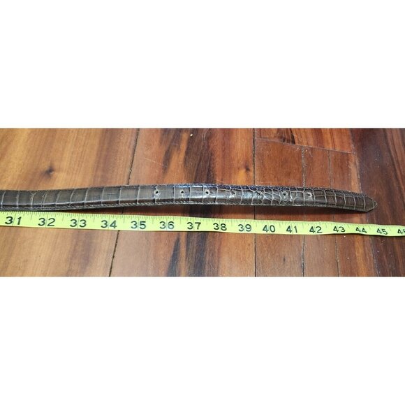 Vintage 80s Vicenza Woman’s 44 Belt Brawn Italian Genuine Calfskin Buckle Skinny - Picture 9 of 10